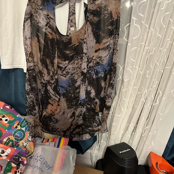 blue orchid Tops - Elegant Abstract Women's Blouse